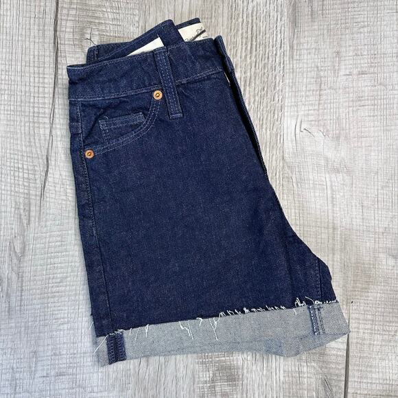 Universal Thread Vintage Midi Dark Wash Shorts Women's 0/25R Cuffed Jean Denim - Picture 5 of 5
